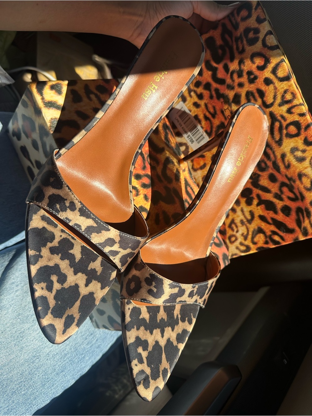 Frankie Hsu Leopard Print Open-Toe Stiletto Heels - Picture 6 of 13